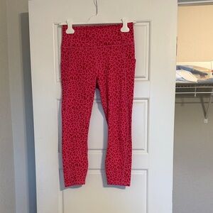 Fabletics Women's Pink Leopard Print Leggings